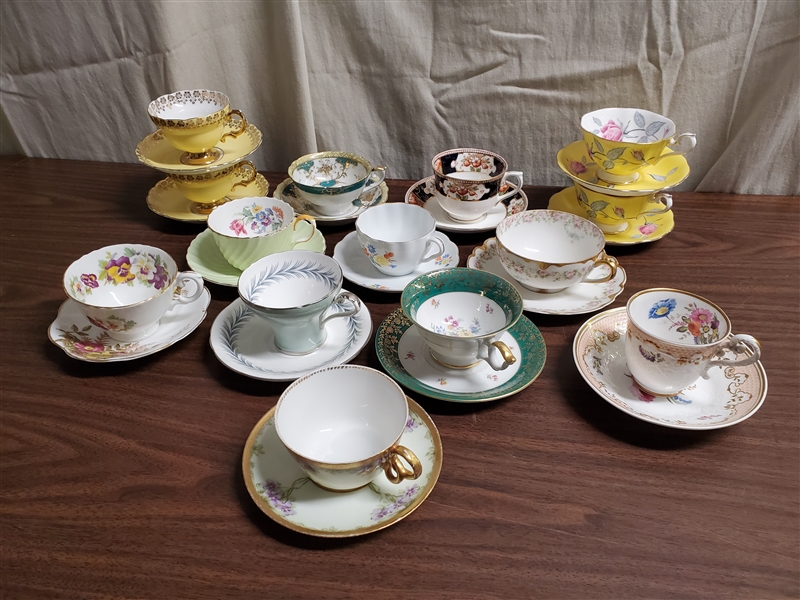 14 SETS FINE CHINA TEA CUPS & SAUCERS