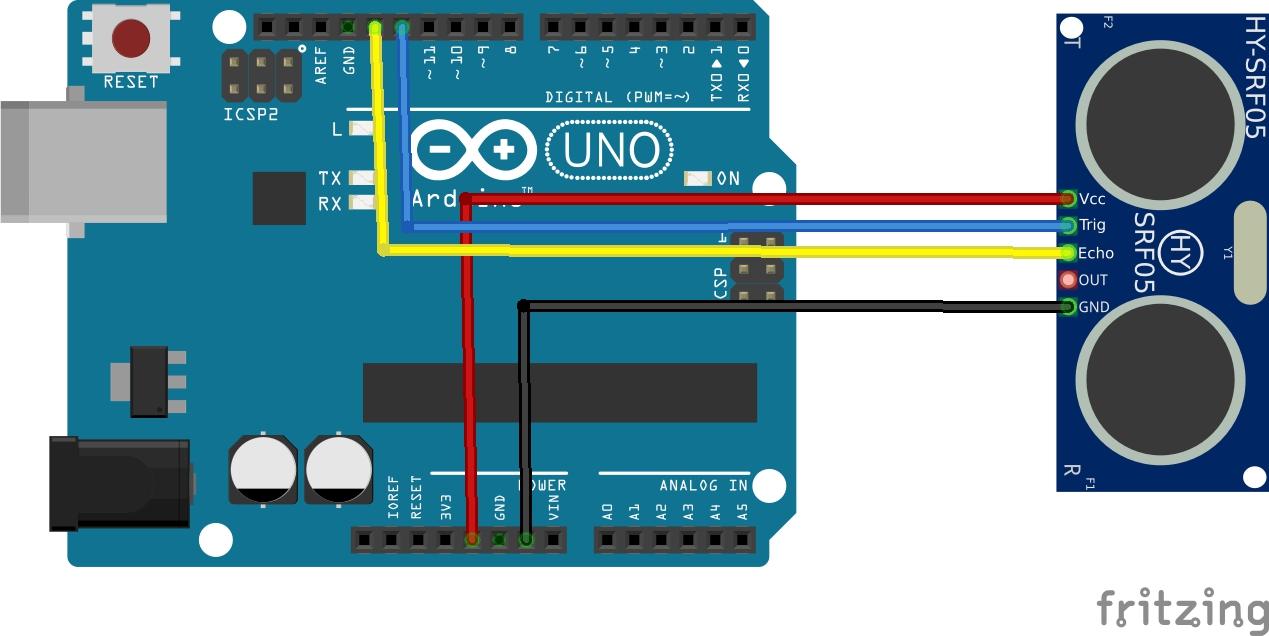 Arduino Uno and HY-SRF05 ultrasonic sensor example - Arduino Learning image.