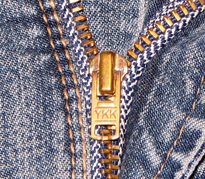 A close up of a YKK zipper 