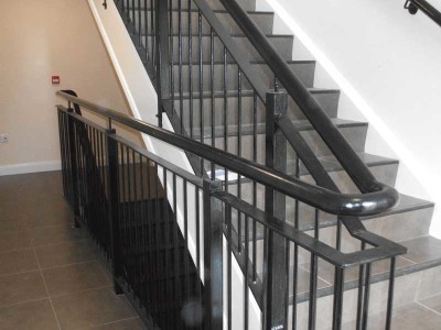 black steel inturnal stair railings