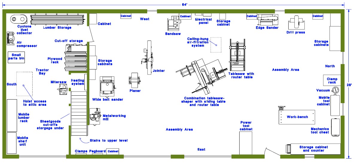 woodworking workshop layout