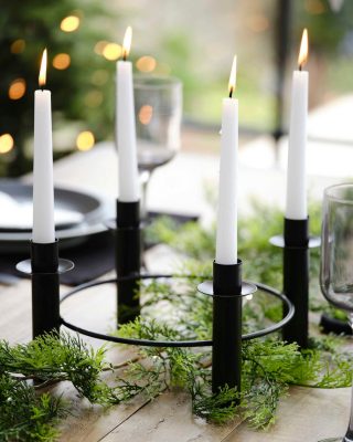 black candlestick ring for wedding centrepieces