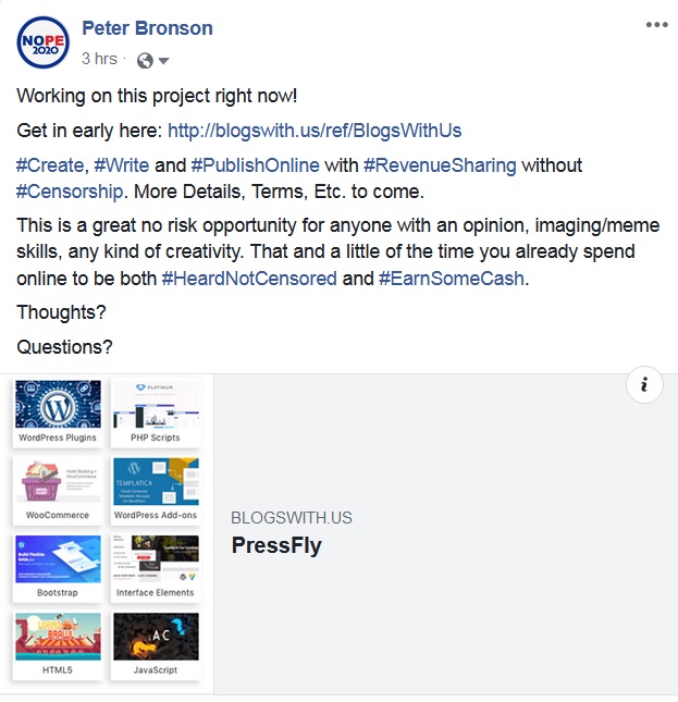 Facebook Site Announcement