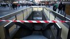 A closed Metro station in Brussels