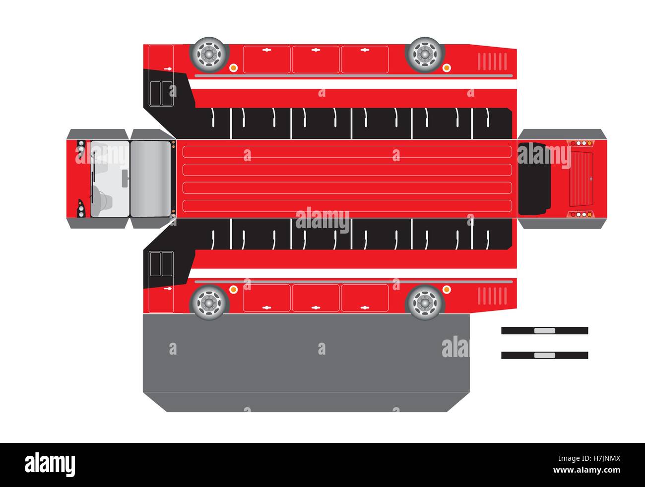 Printable 3D Paper Bus Template image.