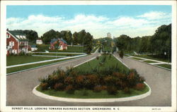 Sunset Hills Looking Towards Business Section Greensboro, NC Postcard Postcard Postcard