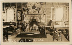 Fireplace, Spruce Point Camps Postcard