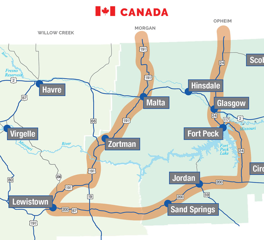 Inset map of itinerary route