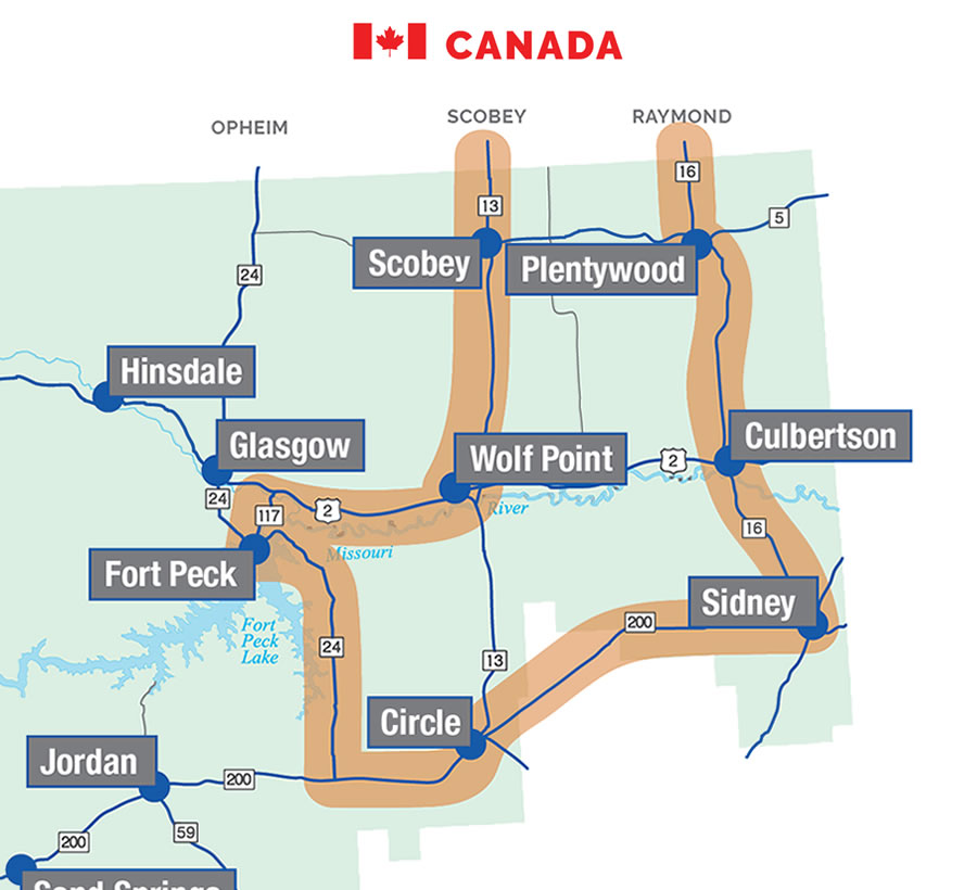 Inset map of itinerary route