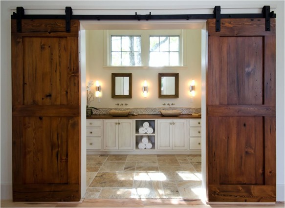 barn doors to bathroom