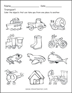 Preschool Kinds Of Transportation Worksheet - Preschool & K Worksheets