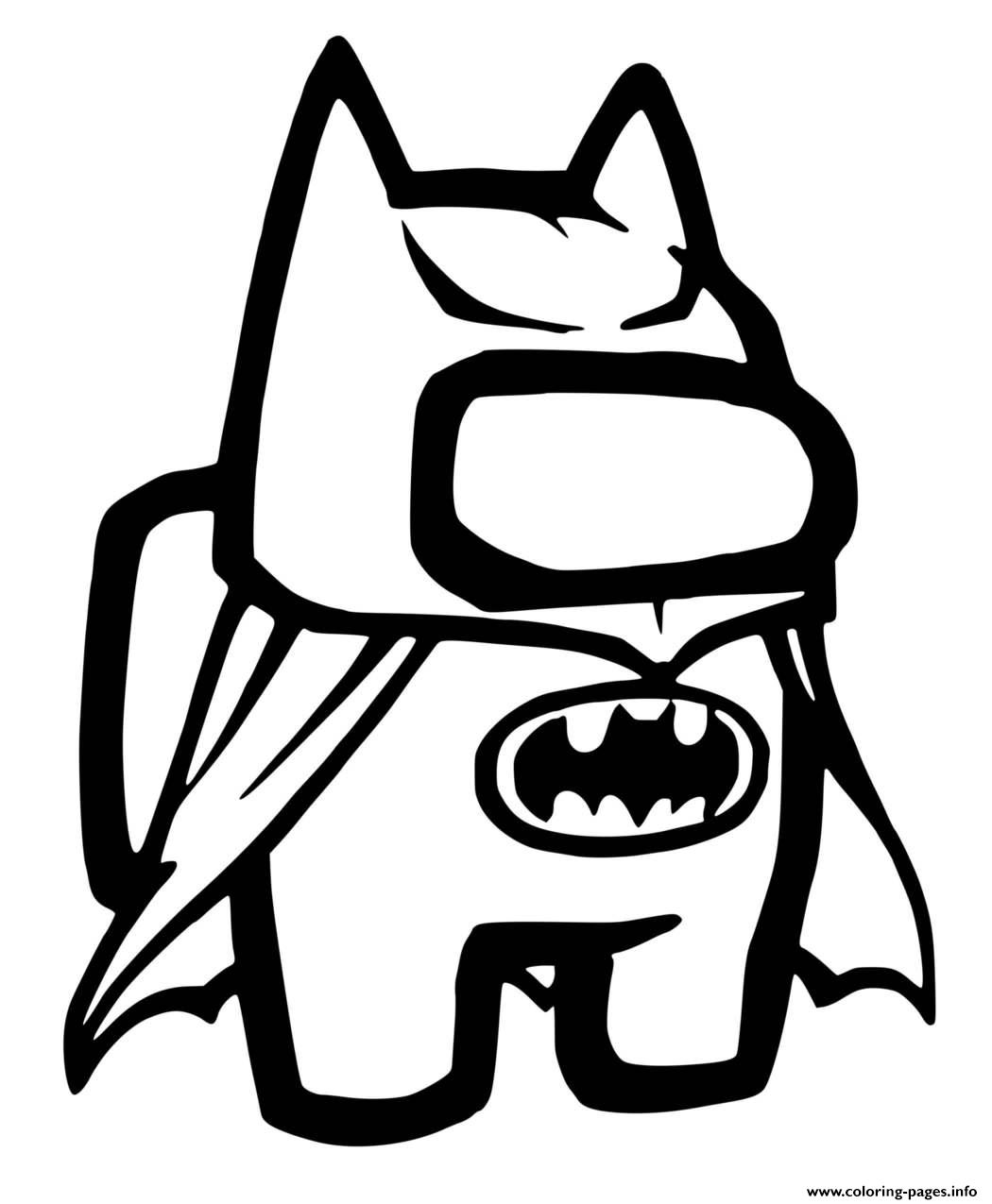 Among Us In Batman Superhero Coloring Pages Printable