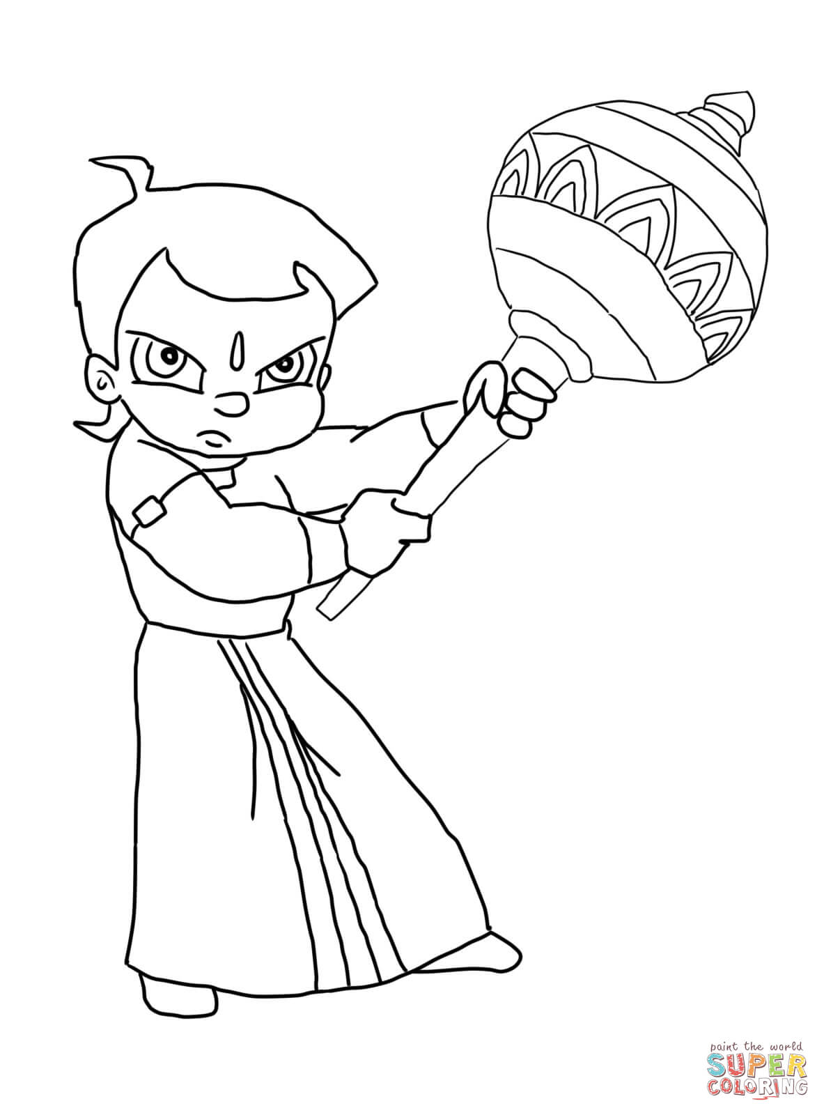 Chhota Bheem and Krishna coloring page | Free Printable Coloring Pages