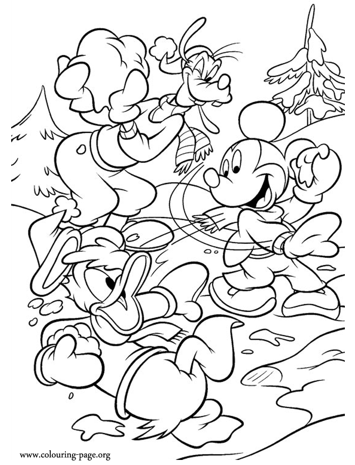 Mickey Mouse - Mickey, Donald Duck and Goofy having fun coloring page