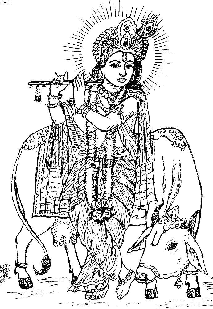 Janmashtami Coloring Pages, Krishna Coloring Page, Janmashtami ...