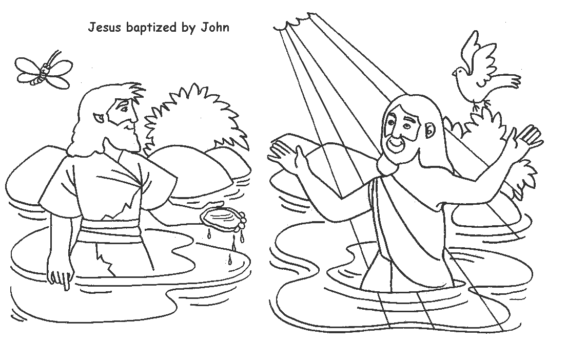 Jesus baptized by John coloring page | VBS