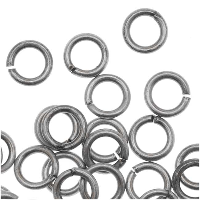 Antiqued Silver Plated Open Jump Rings 4mm 21 Gauge (50 pcs)