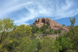 The view of Turkey Peak from the Loop Trail along Sandy Creek