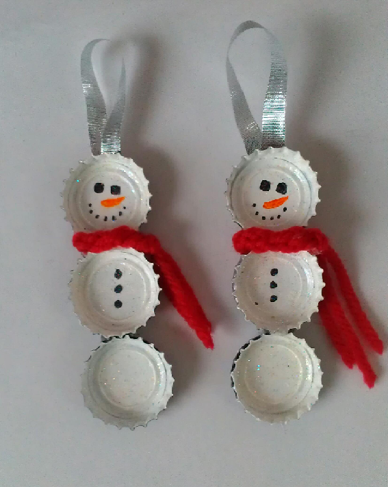 Bottle Cap Snowmen