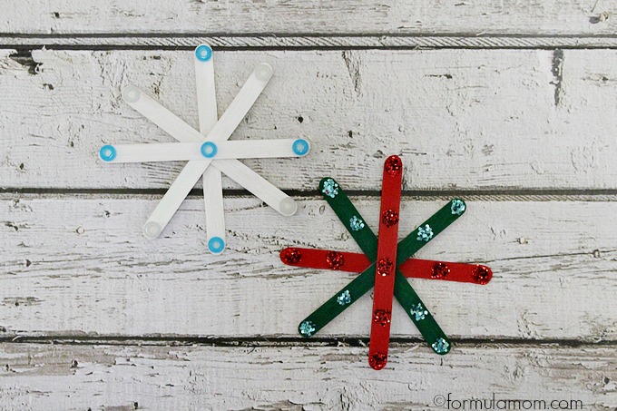 Craft Stick Snowflake Ornaments