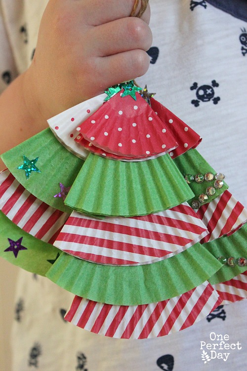 Cupcake Liner Christmas Tree Ornaments