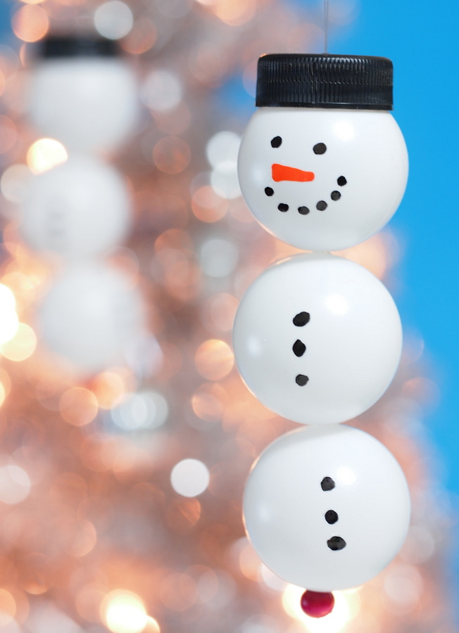 Ping Pong Snowmen Ornaments