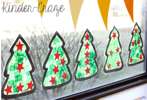 Tissue Paper Christmas Trees to Decorate The Windows