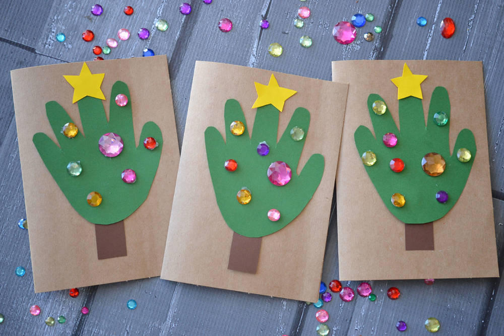 Handprint Christmas Tree Cards