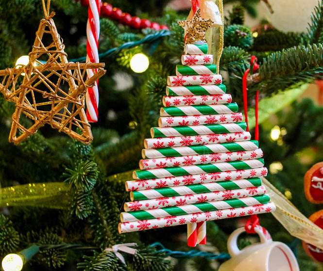 Paper Straw Christmas Tree Ornament