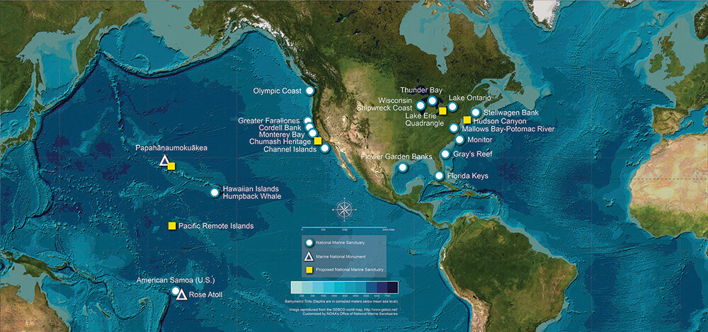 Naiton Marine Sanctuary System map