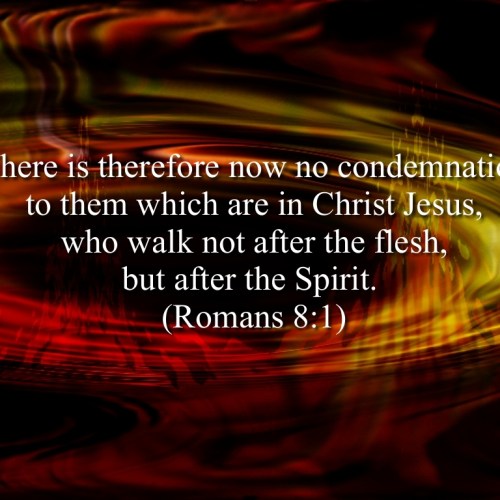 Romans 8:1 christian wallpaper free download. Use on PC, Mac, Android, iPhone or any device you like.