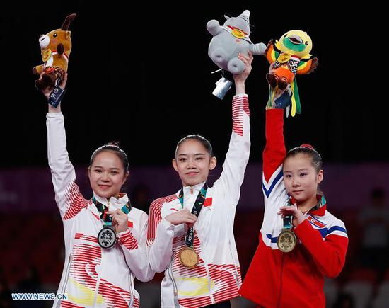 China wins 2 more gymnastics golds at Jakarta Asiad