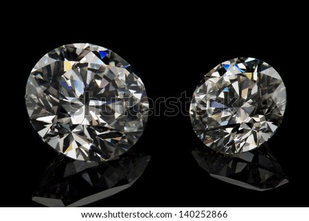 Different cuts of diamond isolated on black background.