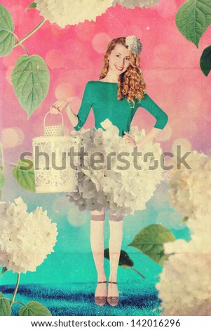 beautiful woman in fairy garden, art work