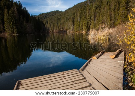 Lacul Rosu the Red Lake or Killer Lake, Eastern Carpathians, Romania