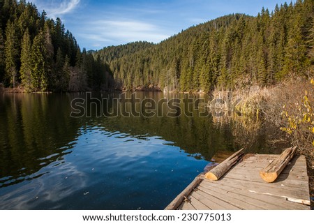 Lacul Rosu the Red Lake or Killer Lake, Eastern Carpathians, Romania