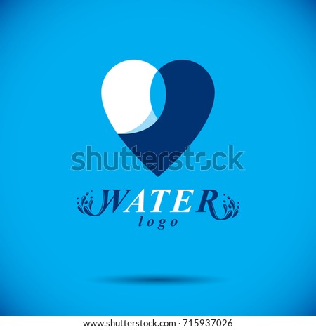 Ocean freshness theme vector logo. Water cleansing advertisement. Human and nature harmony concept.