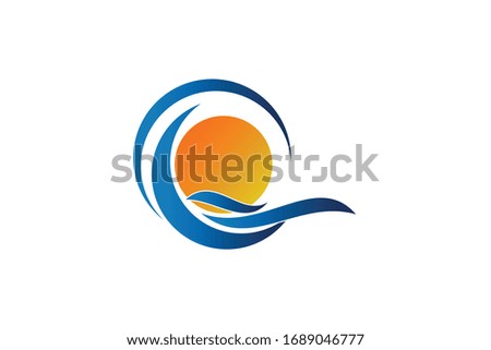 ocean wave water ripple in sunny day logo icon