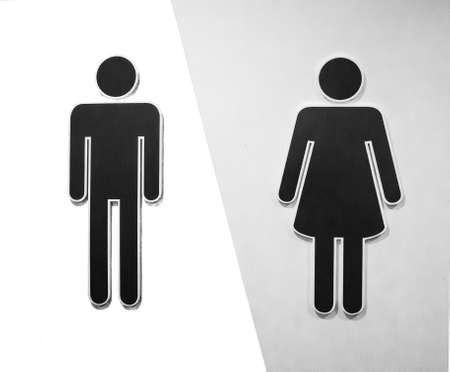 Public restroom sign with male and female sign