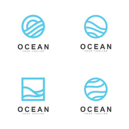 Ocean Wave Logo Template Vector, Ocean simple and modern logo design