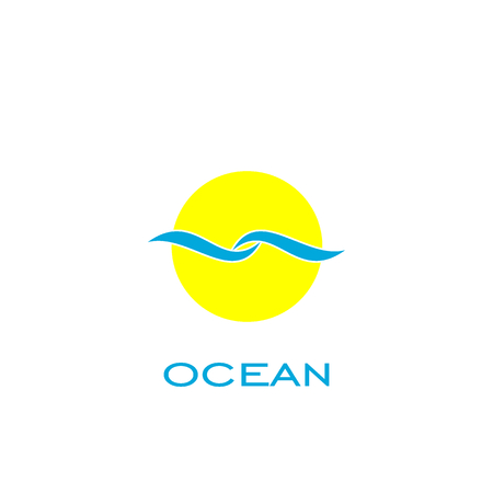 Ocean logo vector, sun and wave graphic design, vector icon.