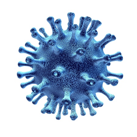 Virus and bacterium medical symbol represented by a single microscopic bacteria intruder cell causing sickness and disease.