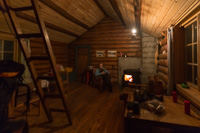 The cosy cabin at night