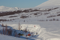 A school class was camping near Nonsbu, digging snow holes to sleep in...