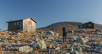 Arriving at Skarvassbu, the toilet/wood shed on the left and the old/small cabin (sleeping 4) on the right