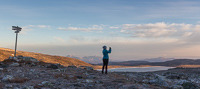 Jennifer takes a photo of the view towards Storskarvatnan