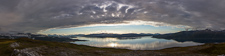 The weather front seen from Åsfjellet - on the far left you can still see the remaining low clouds after all the rain, but to the west skies are clear