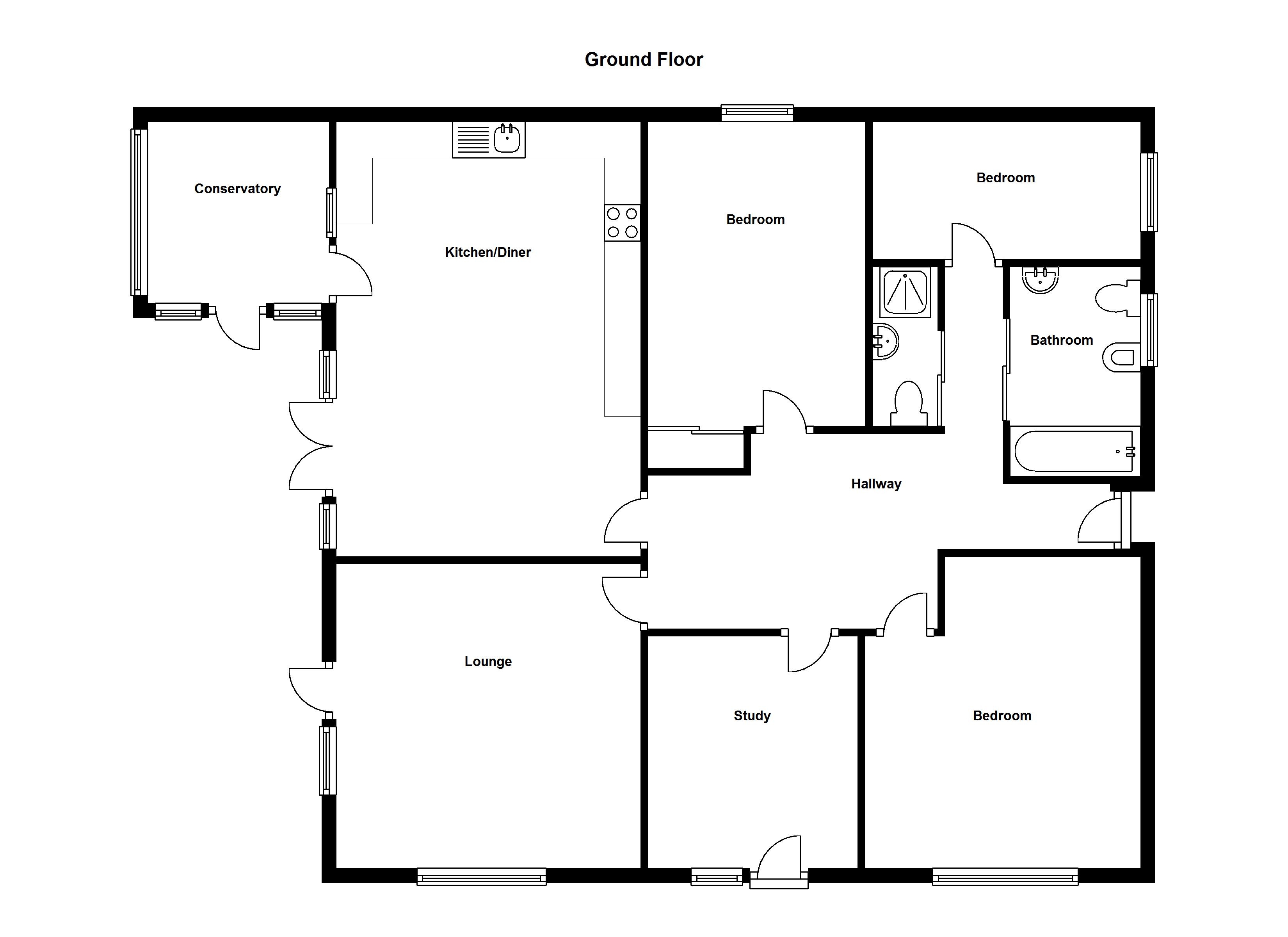 26 Perfect Images 4 Bedroom Bungalow Floor Plans House