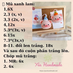 Móc khóa heo đội mũ sinh nhật, heo đội của carrot