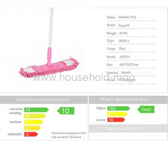 Telescopic home Microfiber Chenille pink mop